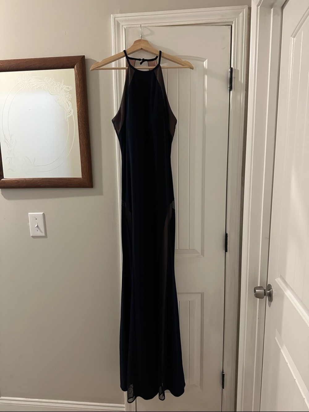 Navy and nude formal dress